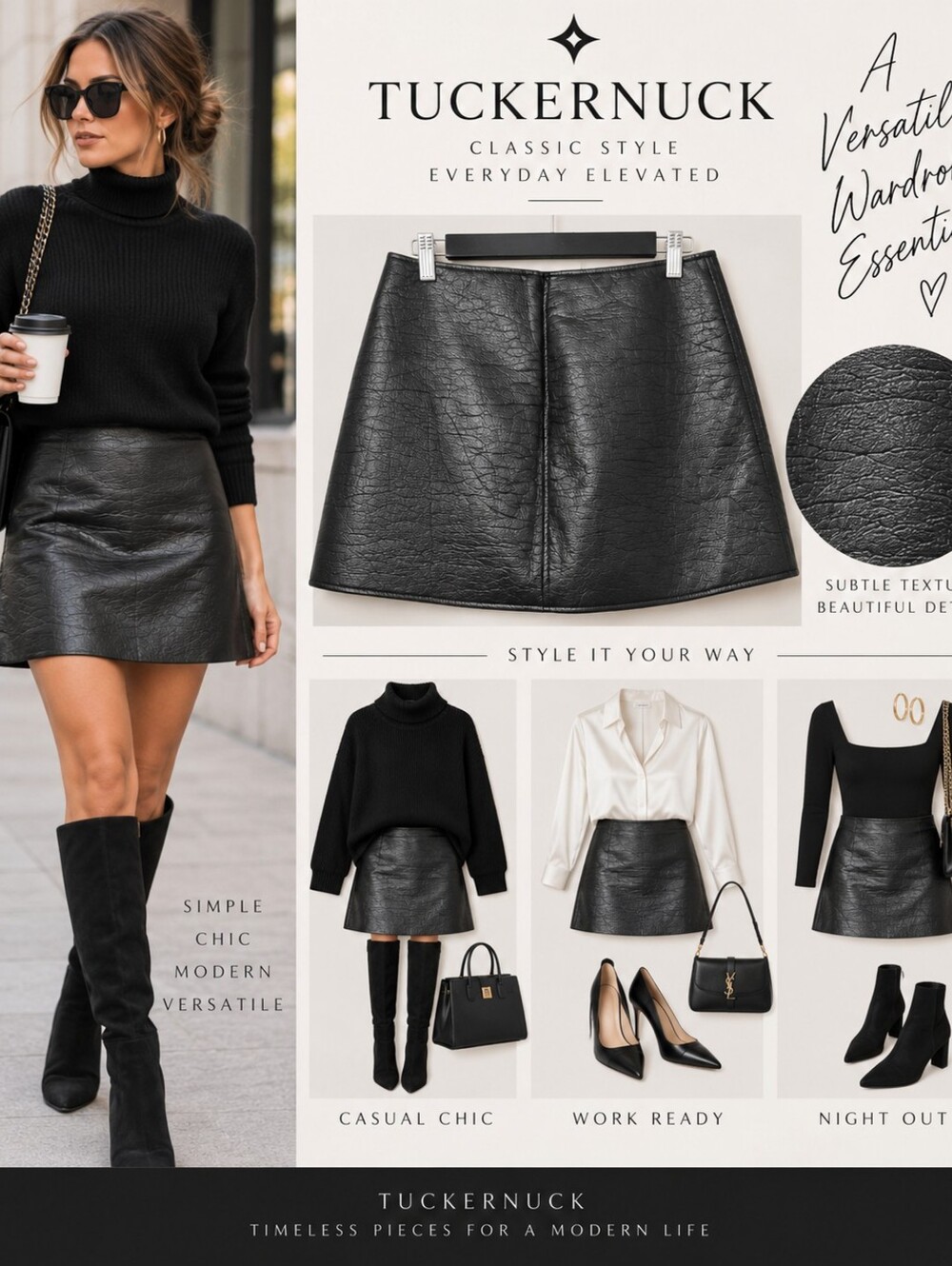 Tuckernuck Black Faux Leather Mini Skirt Size M